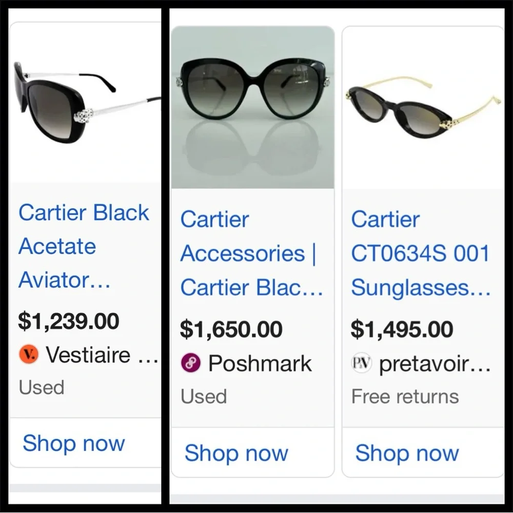 Cartier Panther sunglasses full set silver arm - Picture 9 of 10